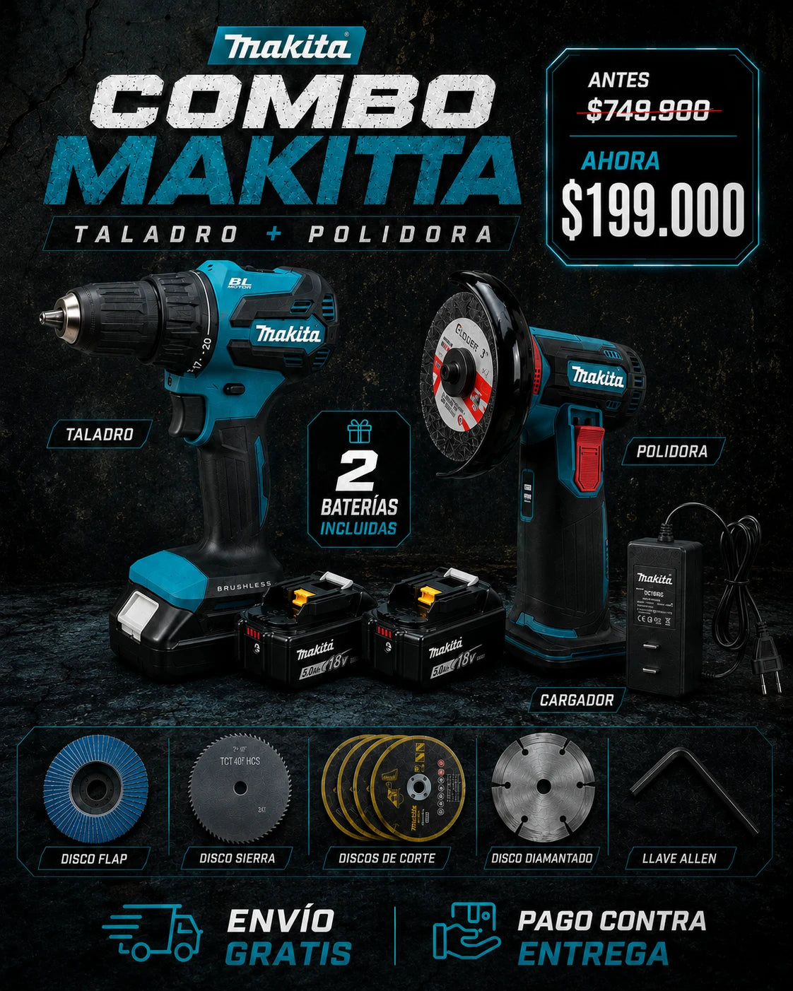 Super Combo Makita: Taladro + Pulidora [LIQUIDACIÓN DE STOCK]